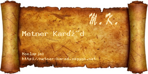 Metner Karád névjegykártya